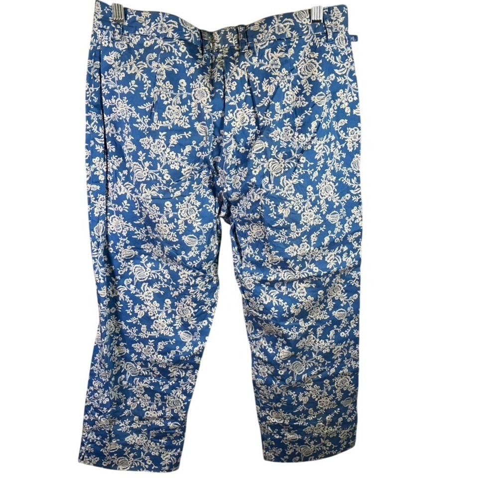Ralph Lauren Floral Print Blue Pants Women‎ Size 10 Cropped Casual Preppy Spring